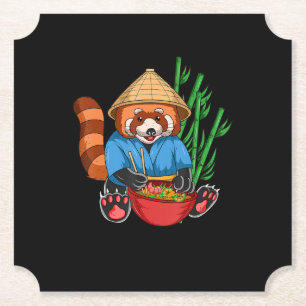 Red Panda Ramen Cook Men Women Kids Ramen Gift Paper Coaster