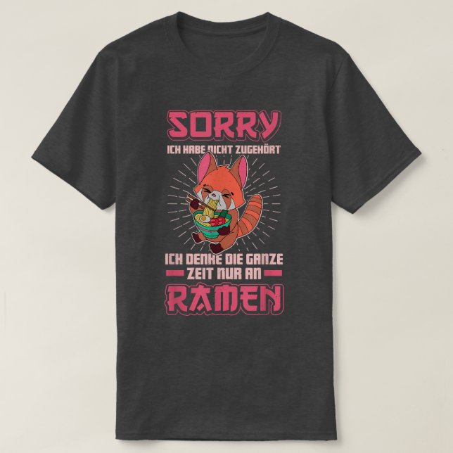 Red Panda Ramen Noodle Japan Cuisine Japanese Asia T-Shirt (Design Front)