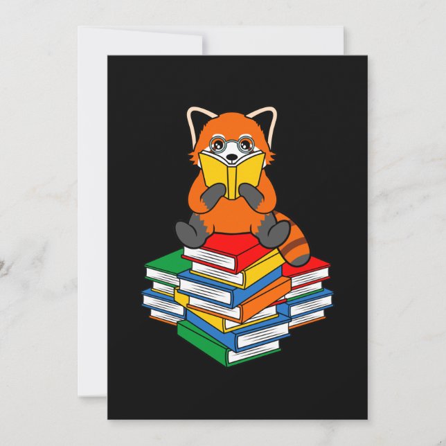 Red Panda Reading Books Cute Pet Animal Pandas Lov Thank You Card (Front)