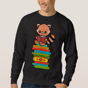 Red Panda Reading Books Fun Red Pandas Animal  Gra Sweatshirt