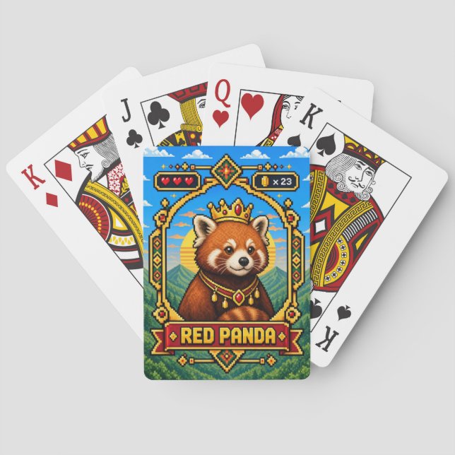 Red Panda Retro 8-Bit Pixel Art Playing Cards (Back)