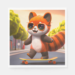 Red Panda Rides   Invitation Napkin