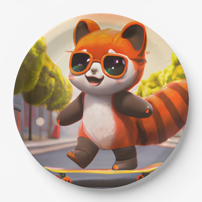 Red Panda Rides  Paper Plate (Front)
