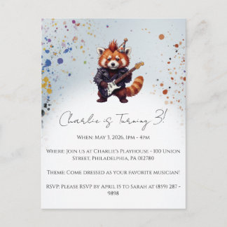 Red Panda Rocker Birthday Invitation Postcard