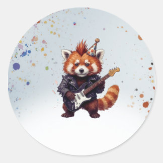 Red Panda Rocker Birthday Sticker