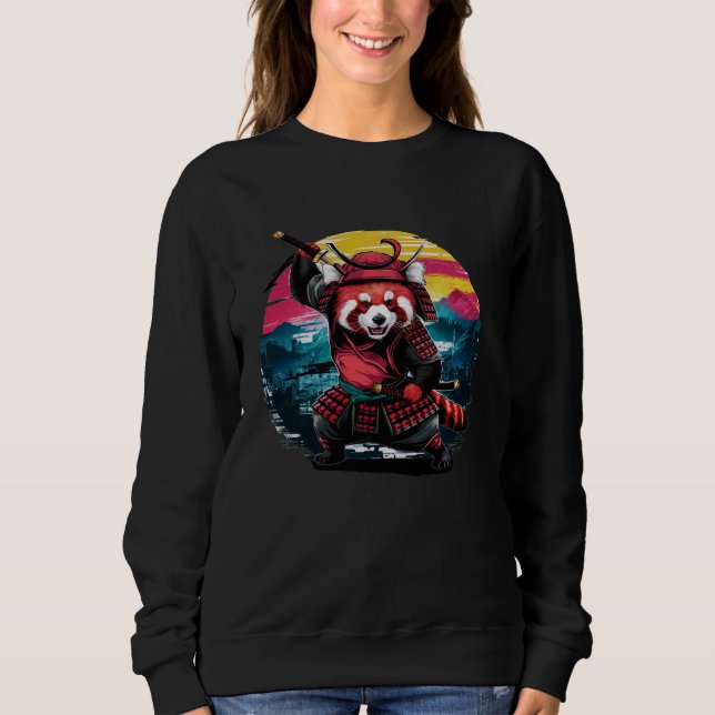 Red Panda Samurai Japanese Warrior Vintage Sweatshirt (Front)