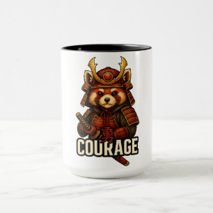 Red Panda Samurai with the word Courage Mug