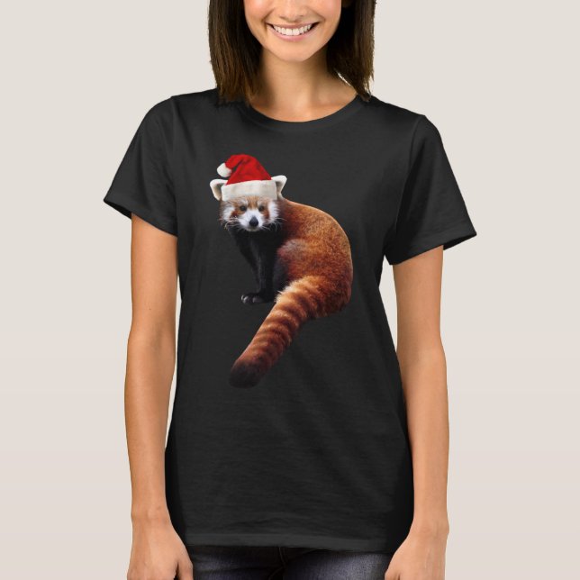Red Panda Santa Cute Christmas Hat for Pandabear L T-Shirt (Front)