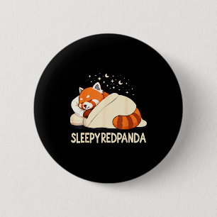Red Panda Sleep Pajamas 6 Cm Round Badge