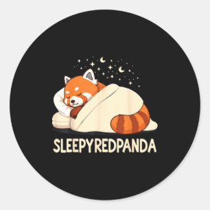 Red Panda Sleep Pajamas Classic Round Sticker