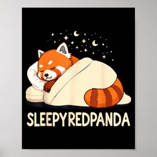 Red Panda Sleep Pajamas Poster