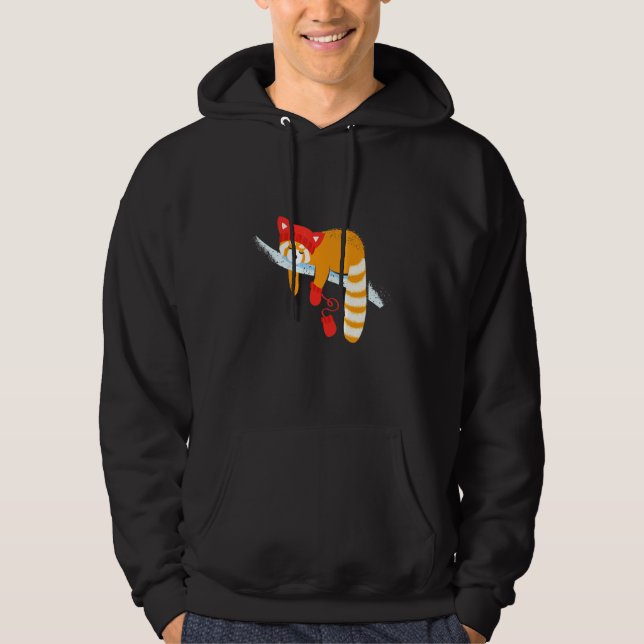 Red Panda Sleeping And Wearing Red Gloves Spot Ill Hoodie (Front)