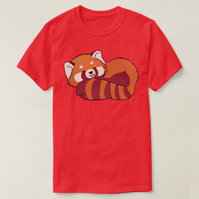 Red panda sleeping cute illustration T-Shirt (Design Front)