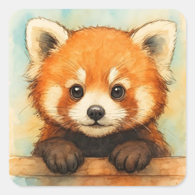 Red Panda Square Sticker (Front)