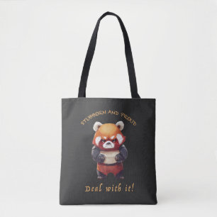 Red Panda Stubborn Deal With It Cute Adorable Fun Tote Bag
