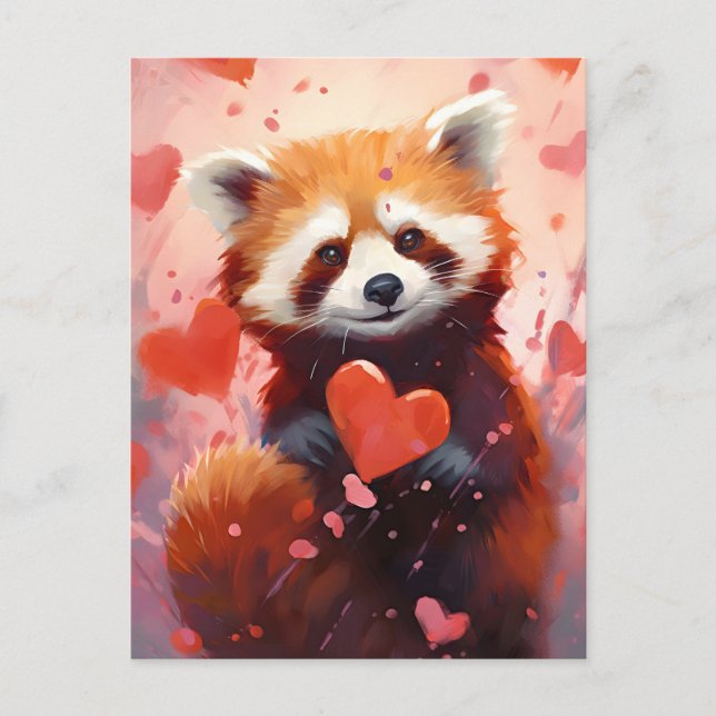 Red Panda Valentines day Postcard (Front)