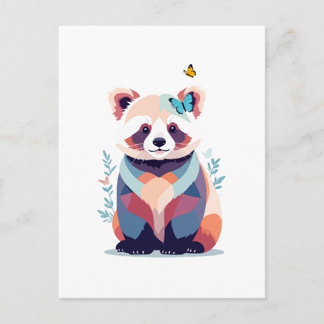 Red Panda Vector Painting Adorable Fun Animal Play Holiday Postcard (Front)