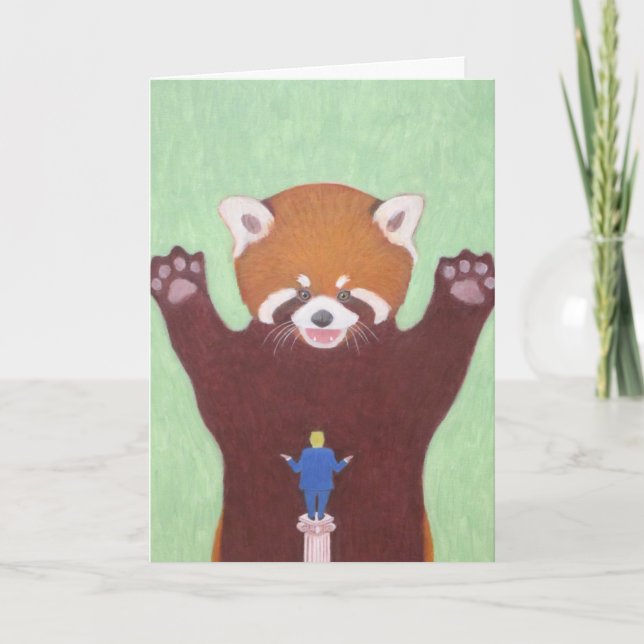 Red Panda vs. Trump Greeting Card (Front)