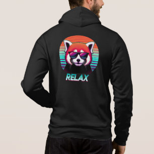 Red Panda wearing sunglasses with the word Relax Hoodie