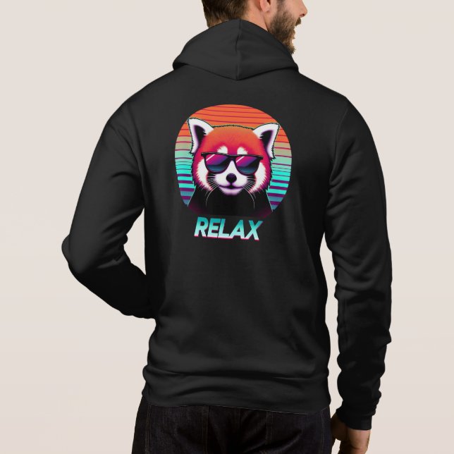 Red Panda wearing sunglasses with the word Relax Hoodie (Back)