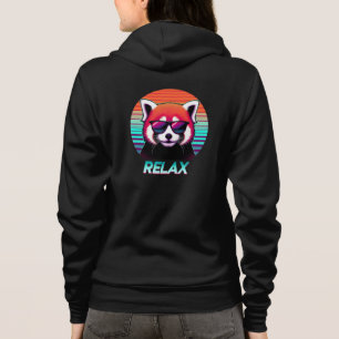 Red Panda wearing sunglasses with the word Relax Hoodie