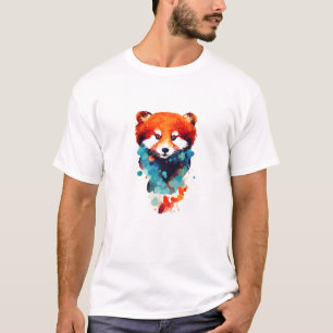 Red Panda Wild Nature Animal Colours Art  T-Shirt