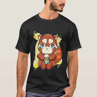 Red Panda With Bubble Tea T-Shirt