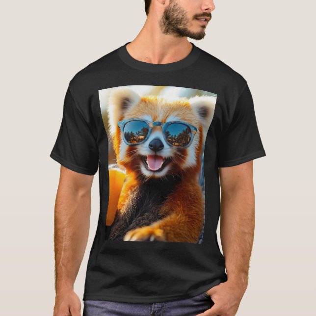 Red panda with cool sunglasses T-Shirt (Front)