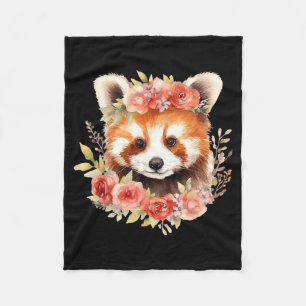 Red Panda With Flower Crown Funny Unisex Design Fleece Blanket