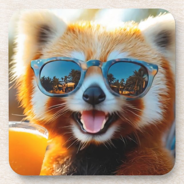 Red panda with smoothie coaster (Front)