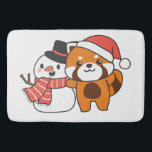 Red Panda With Snowman In Winter For Christmas Bath Mat<br><div class="desc">Red panda with snowman in winter for Christmas - a snowman for winter and Christmas. A winter greeting in the cold season for the holidays. Christmas red panda with snowman.</div>