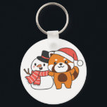 Red Panda With Snowman In Winter For Christmas Key Ring<br><div class="desc">Red panda with snowman in winter for Christmas - a snowman for winter and Christmas. A winter greeting in the cold season for the holidays. Christmas red panda with snowman.</div>