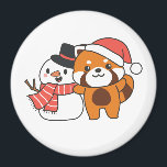 Red Panda With Snowman In Winter For Christmas Mag Magnet<br><div class="desc">Red panda with snowman in winter for Christmas - a snowman for winter and Christmas. A winter greeting in the cold season for the holidays. Christmas red panda with snowman.</div>