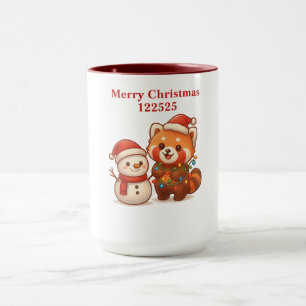 Red panda with Snowman Mug