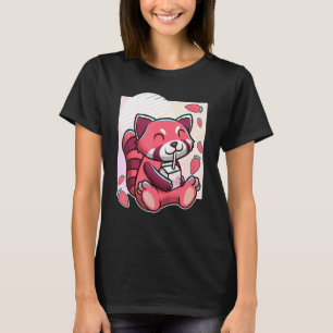 Red Panda With Strawberry Milk T-Shirt