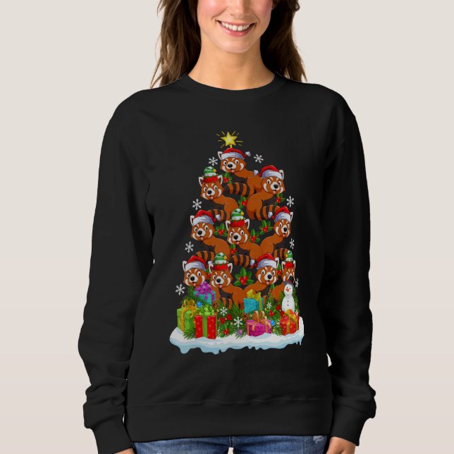 Red Panda   Xmas Holiday   Red Panda Christmas Tre Sweatshirt (Front)