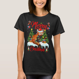 Red Panda Xmas Lighting Santa Hat Red Panda Chris T-Shirt