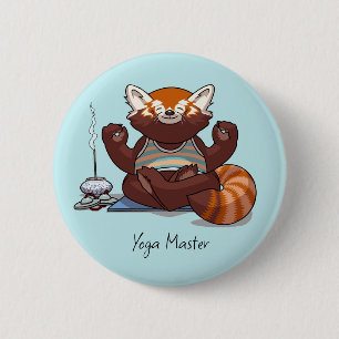Red Panda Yoga Master Student Gift Animal Artwork 6 Cm Round Badge