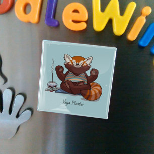 Red Panda Yoga Master Teacher Gift Animal Artwork Magnet