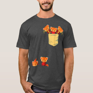Red Pandas in Pocket Awesome Cute Panda Bear Anima T-Shirt