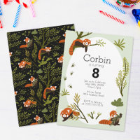Red Pandas in the Forest Black Birthday