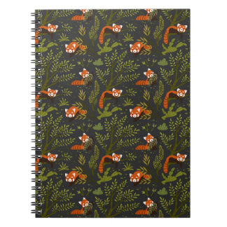 Red Pandas in the Forest Black Notebook
