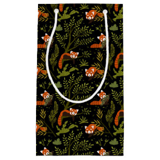 Red Pandas in the Forest Black Small Gift Bag