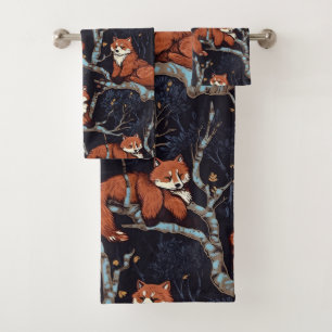 Red Pandas in Trees Bath Towel Set