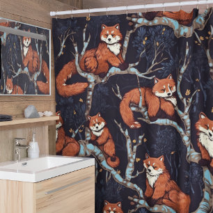 Red Pandas in Trees Shower Curtain