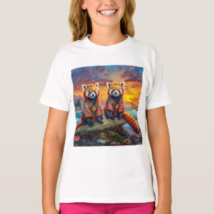 Red Pandas On Shoreline Design By Rich AMeN Gill T-Shirt