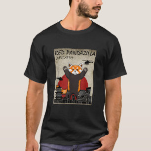 Red Pandazilla Funny Red Panda Japanese Sunset Sty T-Shirt