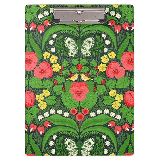Red pansies, birds and butterflies clipboard (Front)