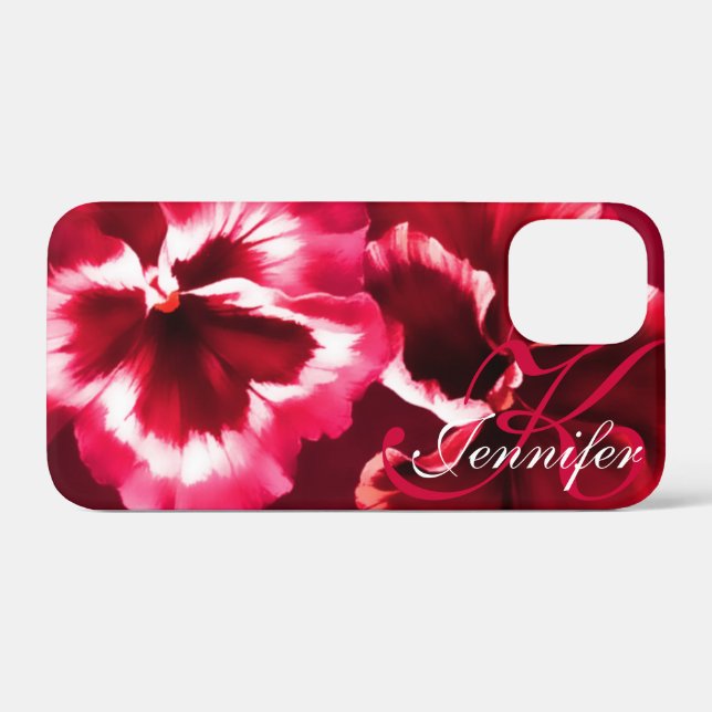Red pansy floral art iphone case (Back (Horizontal))