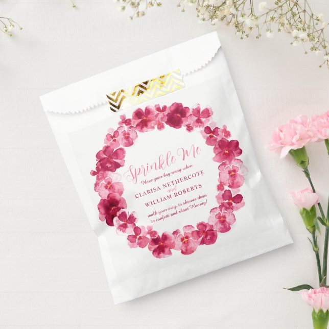 Red pansy watercolor wedding spinkle me confetti favour bags (Sealed)
